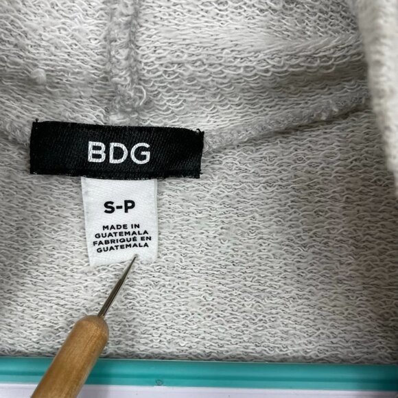 BDG Urban Outfitters hoodie cardigan longline distressed hems pockets gray small - Picture 2 of 8